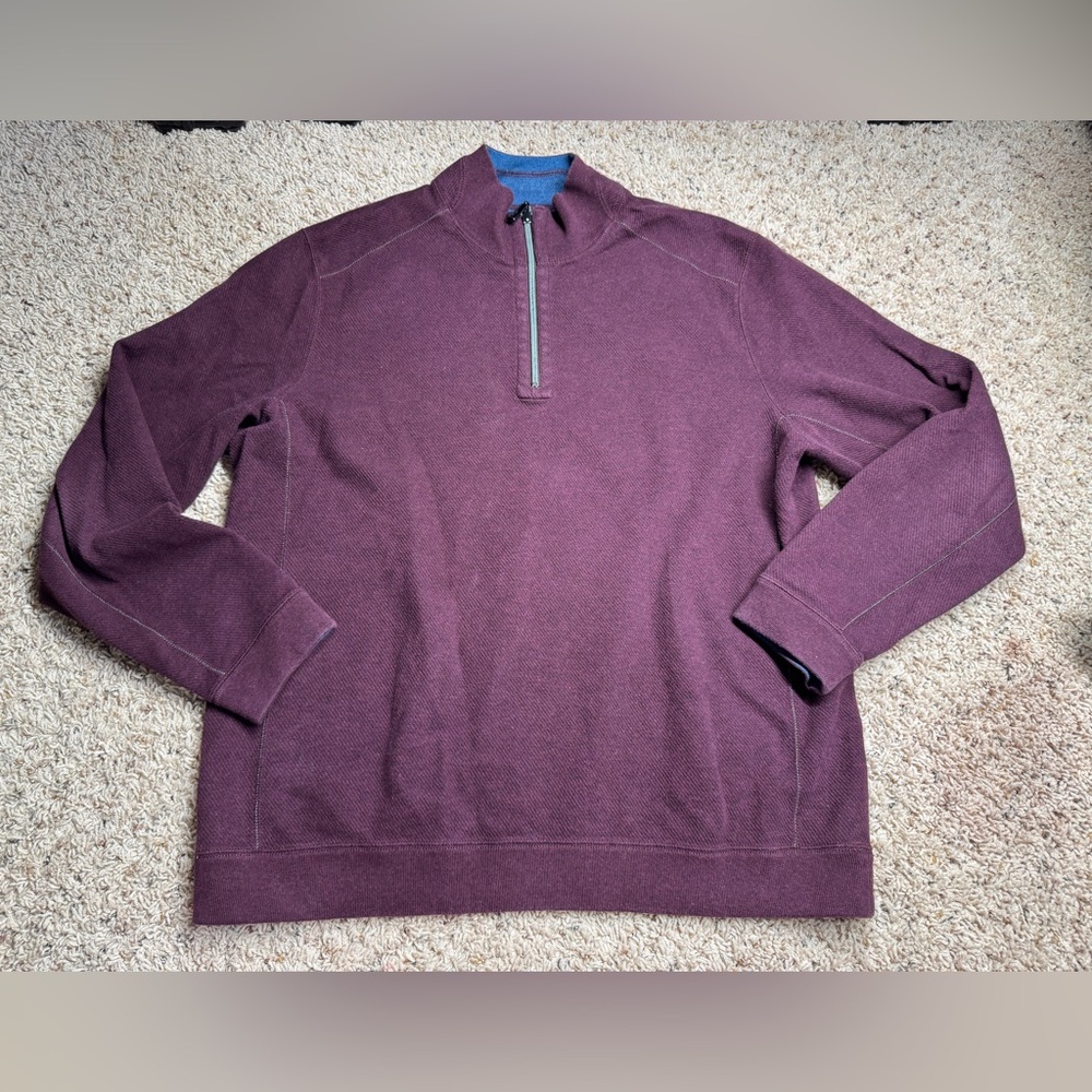 Tommy Bahama mens reversible half zipper sweater